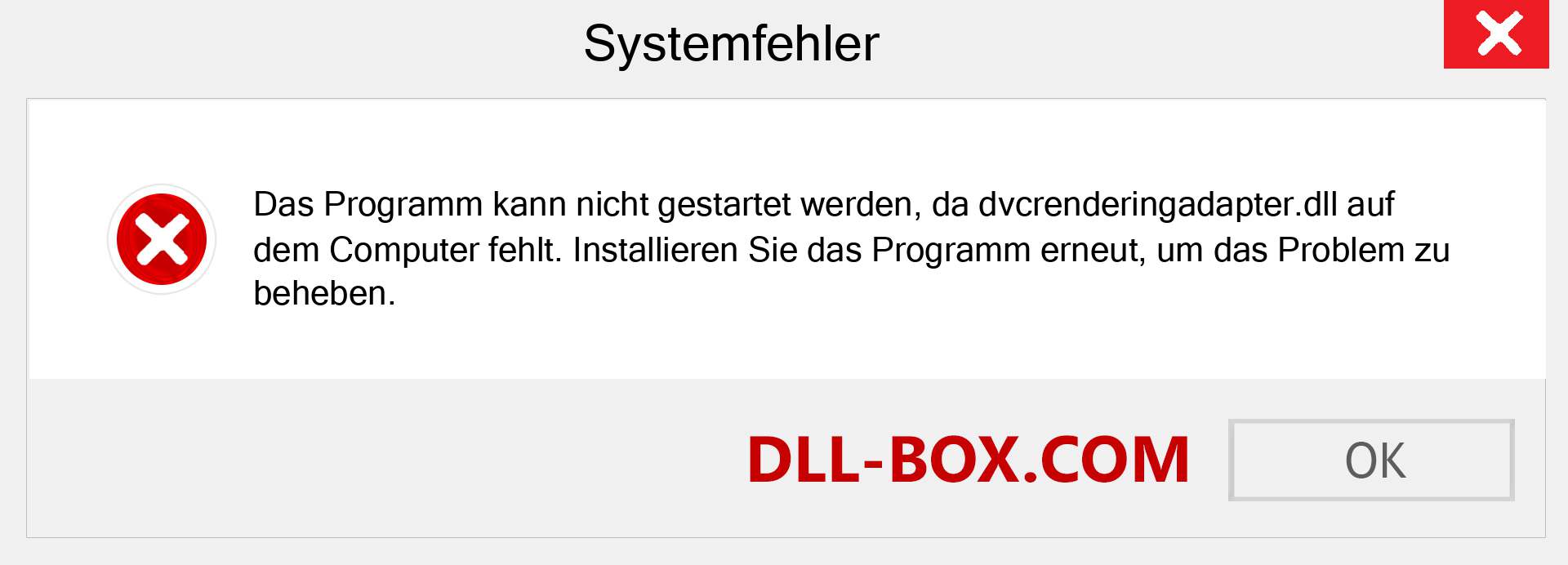 dvcrenderingadapter.dll-Datei fehlt?. Download für Windows 7, 8, 10 - Fix dvcrenderingadapter dll Missing Error unter Windows, Fotos, Bildern